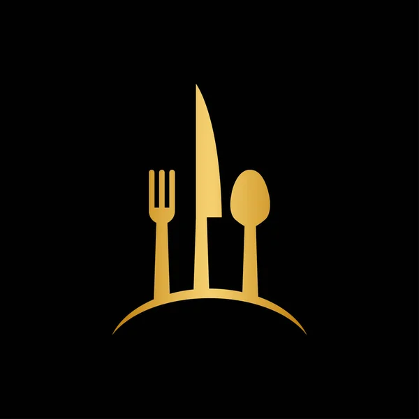 Cuillère Luxe Couteau Fourchette Logo Icône Design Vecteur — Image vectorielle