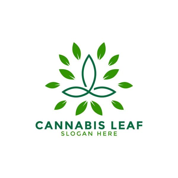 Ilustración Línea Vectorial Del Icono Del Logotipo Hoja Cannabis — Archivo Imágenes Vectoriales