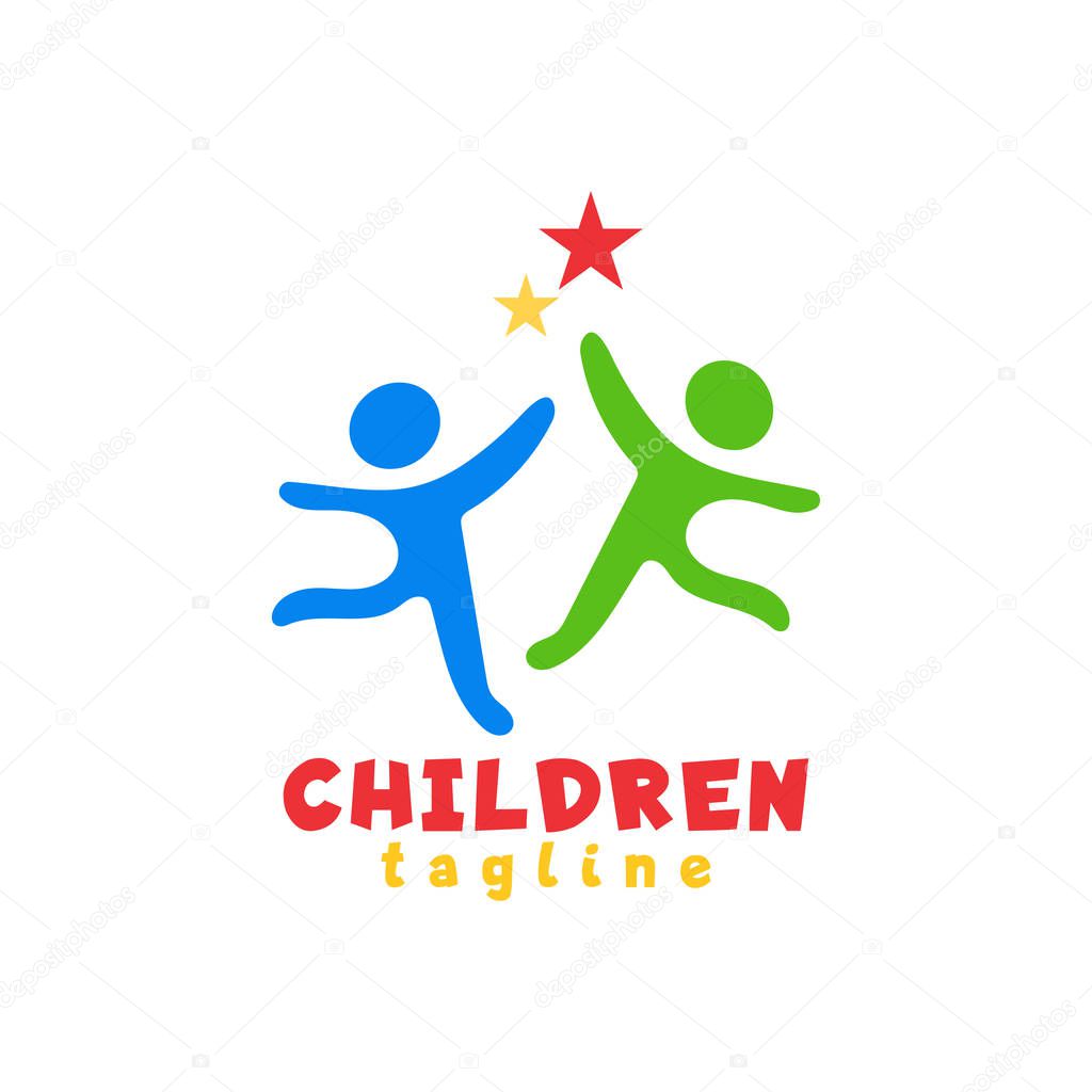 Children logo icon design illustration template