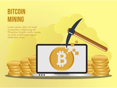 Bitcoin incelemesi kavramı. Vektör kullanıma hazırdır. Arka plan, duvar kağıdı, açılış sayfası, web, afiş ve diğer yaratıcı çalışma için uygun.