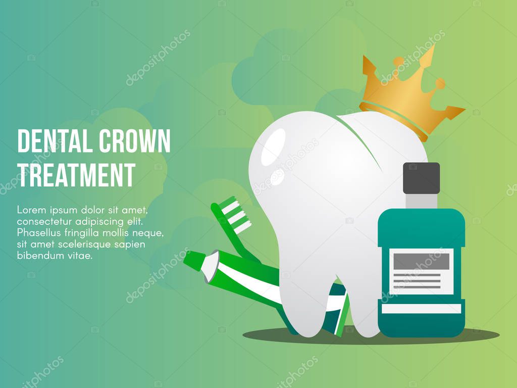 Dental crown treatment concept illustration vector design template