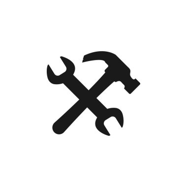 İngiliz anahtarı ve çekiç araçları grafik tasarım şablonu vektör