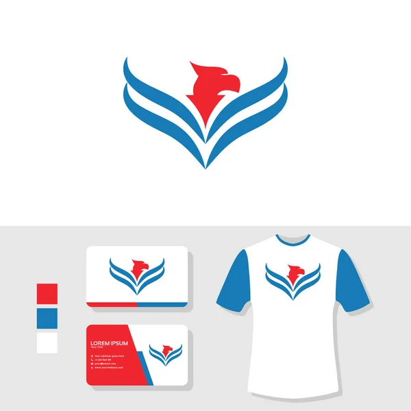 Logotipo Águia Com Cartão Visita Camiseta Mockup — Vetor de Stock