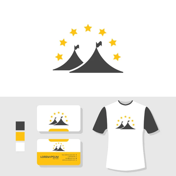 Logotipo Barraca Com Cartão Visita Shirt Mockup — Vetor de Stock