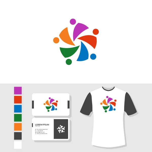 Community Logo Mit Visitenkarte Und Shirt Attrappe — Stockvektor