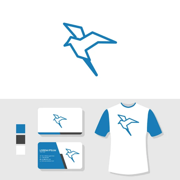Logotipo Pássaro Com Cartão Visita Shirt Mockup — Vetor de Stock
