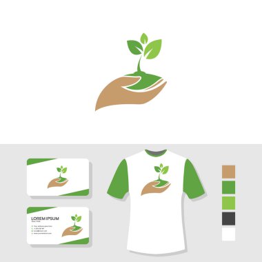 Ağaç filiz kartvizit ve t gömlek mockup logolu