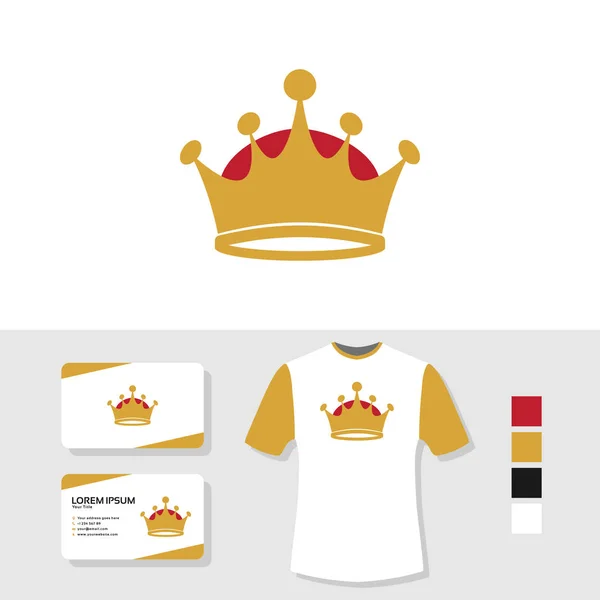 Logotipo Coroa Com Cartão Visita Shirt Mockup — Vetor de Stock