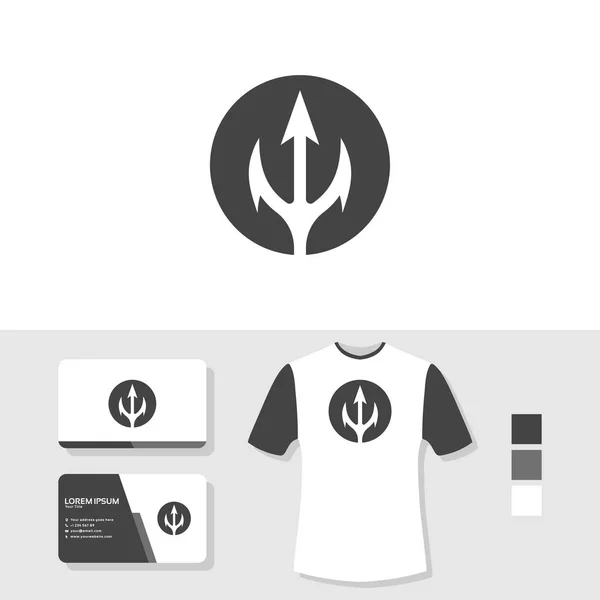 Trident Logo Met Visitekaartje Shirt Mockup — Stockvector