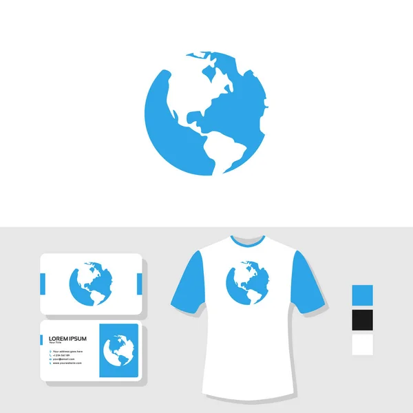 Logotipo Terra Com Cartão Visita Camiseta Mockup — Vetor de Stock
