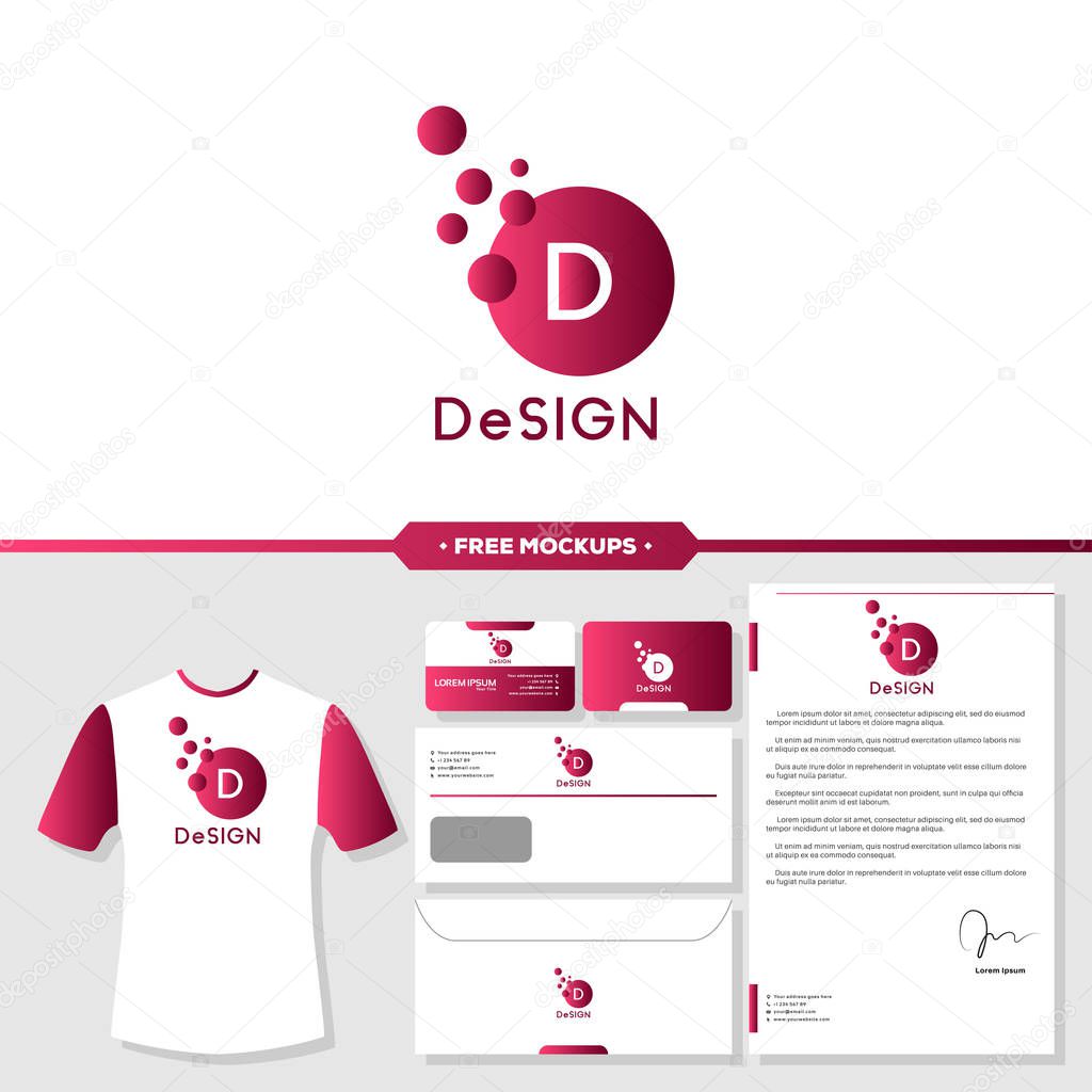 Abstract design logo branding with business card, letterhead, envelope mockup design.