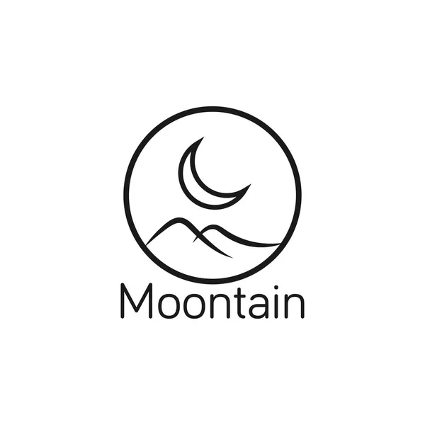 Månen Och Mountain Logo Design Mall Vektor — Stock vektor