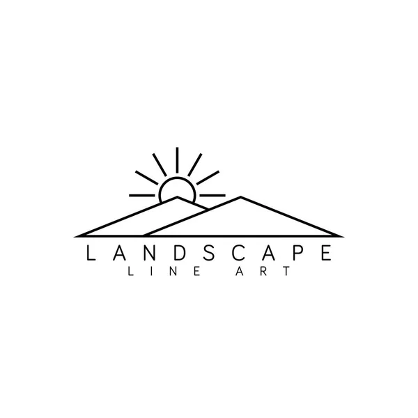 Paisaje Línea Arte Logo Diseño Plantilla Vector — Archivo Imágenes Vectoriales