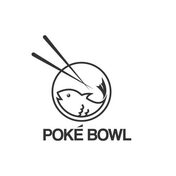 Poke Bowl Pez Logo Diseño Plantilla Vector — Vector de stock