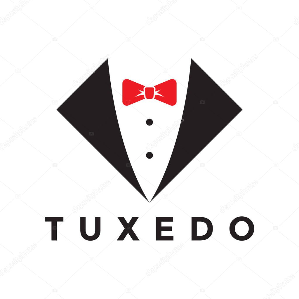Simple tuxedo logo design template vector illustration