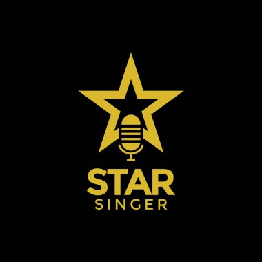 Yıldız şarkıcı logo tasarım şablonu vektör çizim