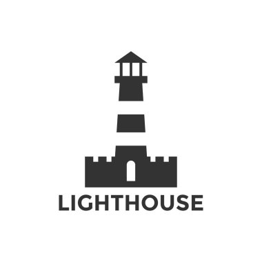 Deniz feneri siluet logo tasarım şablonu vektör çizim