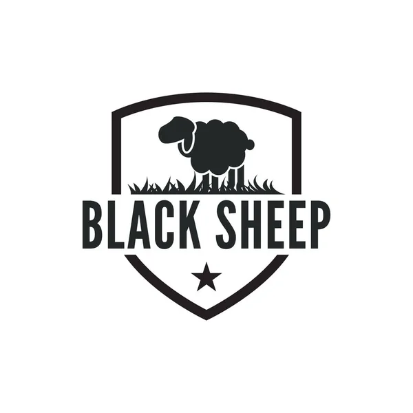 Vintage Czarne Owce Logo Projekt Szablon Wektor Ilustracja — Wektor stockowy