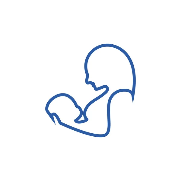 Lactancia Materna Mujer Logotipo Icono Diseño Gráfico Plantilla Ilustración — Vector de stock