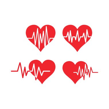 İzole kalp nabız simgesini grafik tasarım şablonu vektör