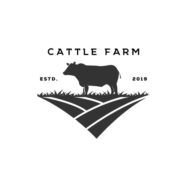 Sığır Çiftliği Logo Grafik Tasarım Şablonu Vektör Illüstrasyon Vektör — Stok Vektör