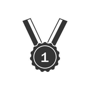 Kazanan madalya simgesi tasarım şablonu izole illüstrasyon vektör