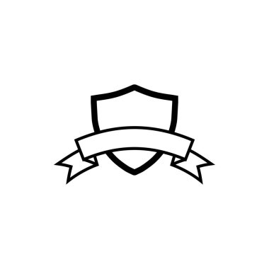 Şerit simge tasarım şablonu vektör ile kalkan sorguç