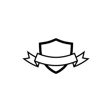 Şerit simge tasarım şablonu vektör ile kalkan sorguç