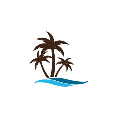 Palmiye ağacı simgesi tasarım şablonu vektör izole