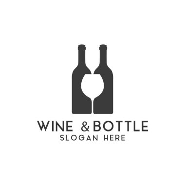 Şarap şişesi logo tasarım şablonu vektör izole