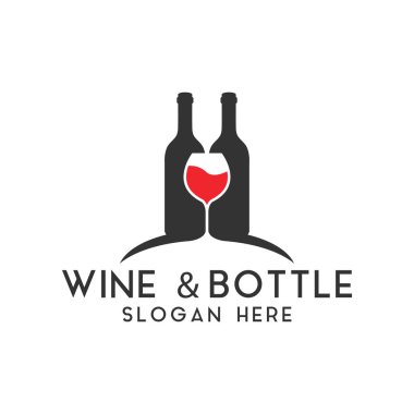 Şarap şişesi logo tasarım şablonu vektör izole
