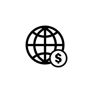 Küresel dolar simgesi grafik tasarım şablonu illüstrasyon