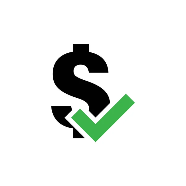 Icono de dólar correcto diseño gráfico plantilla ilustración — Vector de stock