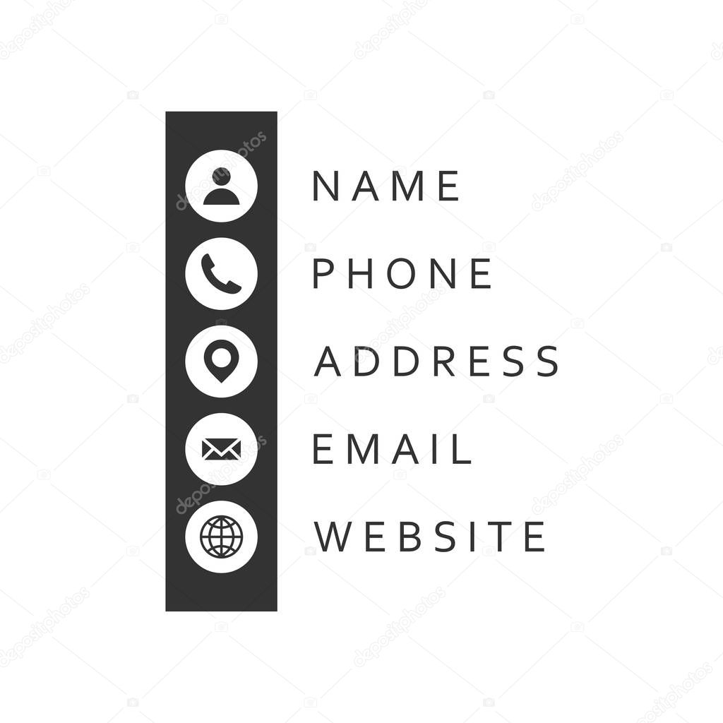 Business card information icon set template vector