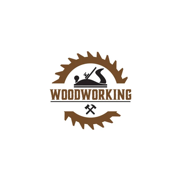 Woodworking gear logo design template vector element isolated — Stock Vector