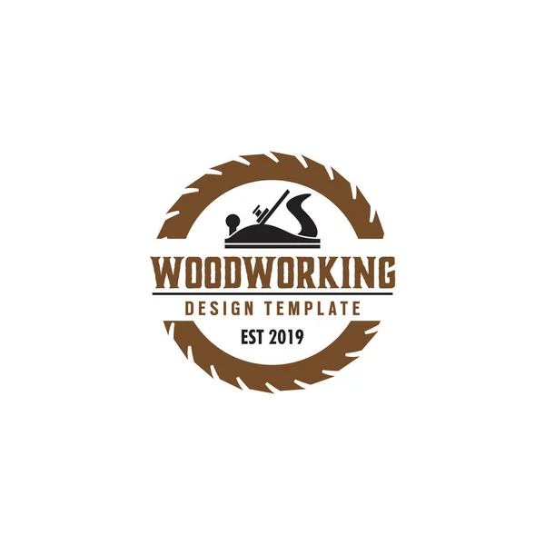 Woodworking artes logotipo design modelo vetor elemento isolado — Vetor de Stock