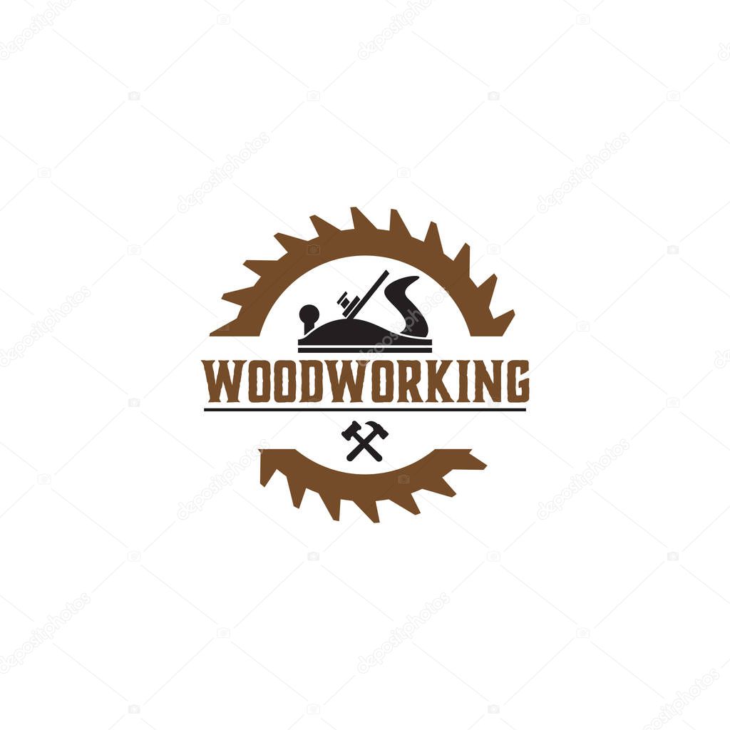Woodworking gear logo design template vector element isolated