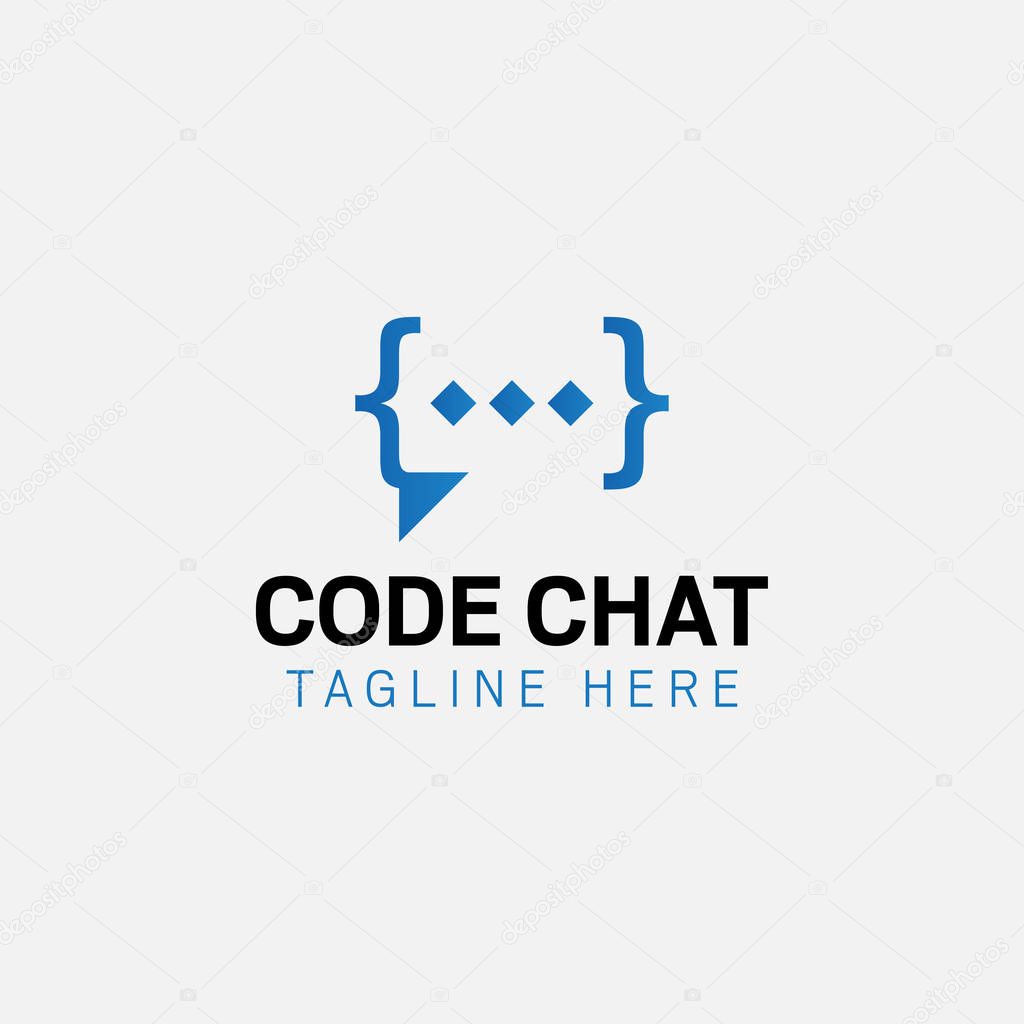 Code chat logo design template vector isolated