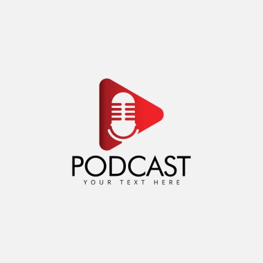 Podcast logo tasarım şablonu vektör izole illüstrasyon
