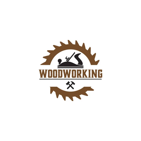 Holzbearbeitung Getriebe Logo Design Vorlage Vektorelement isoliert — Stockvektor