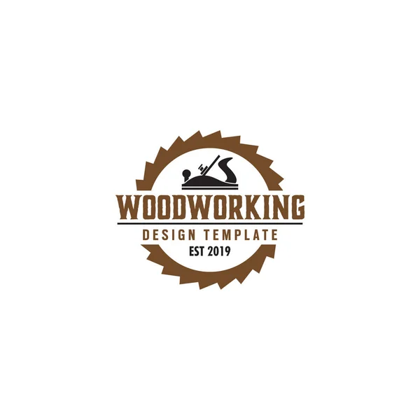 Woodworking artes logotipo design modelo vetor elemento isolado — Vetor de Stock