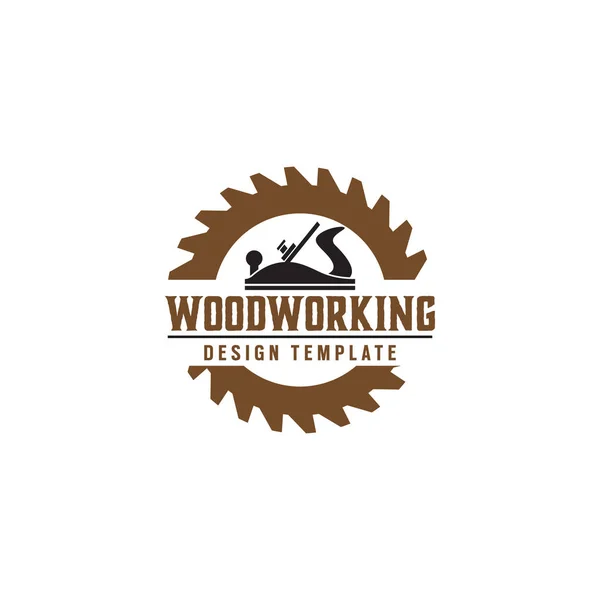 Woodworking gear logo design template vector element isolated — Stock Vector