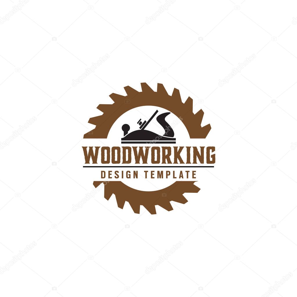 Woodworking gear logo design template vector element isolated