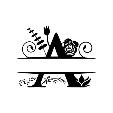 Dekoratif monogram bölünmüş harf grafik tasarım şablonu izole