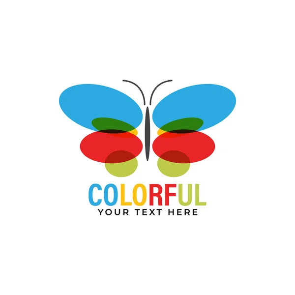 Plantilla de diseño de logotipo de mariposa colorida vector aislado — Vector de stock