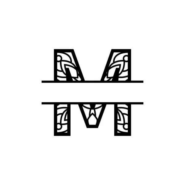 Dividir Monograma Mandala Vector Diseño Plantilla Ilustración — Vector de stock