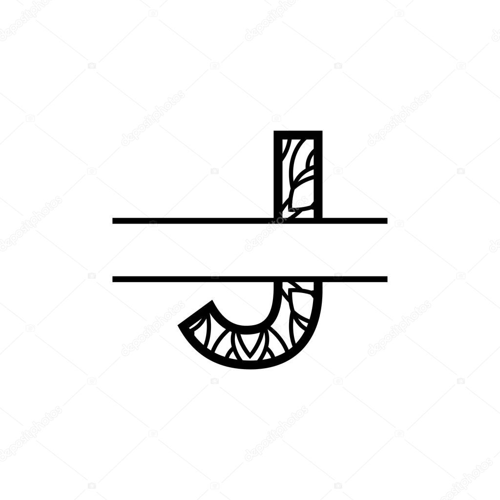 split monogram mandala vector design template illustration