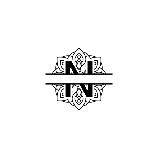 Initiële n split monogram mandala vector ontwerp template illustratie — Stockvector