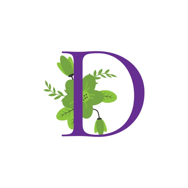 Desenho Vetorial Inicial Alfabeto Letra Floral —  Vetores de Stock