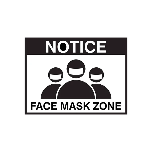 Yüz Maskesi Işaret Şablonu Vektör Izole Çizimi — Stok Vektör
